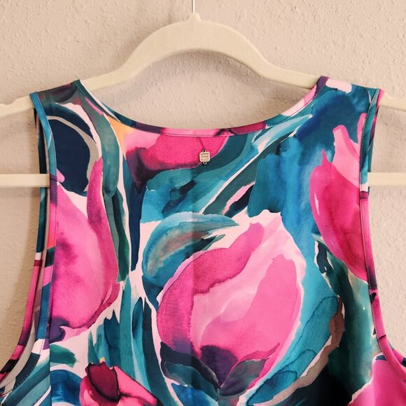 Fabletics Colorful Floral Print Athletic Tank Top Size Medium - Picture 6 of 9